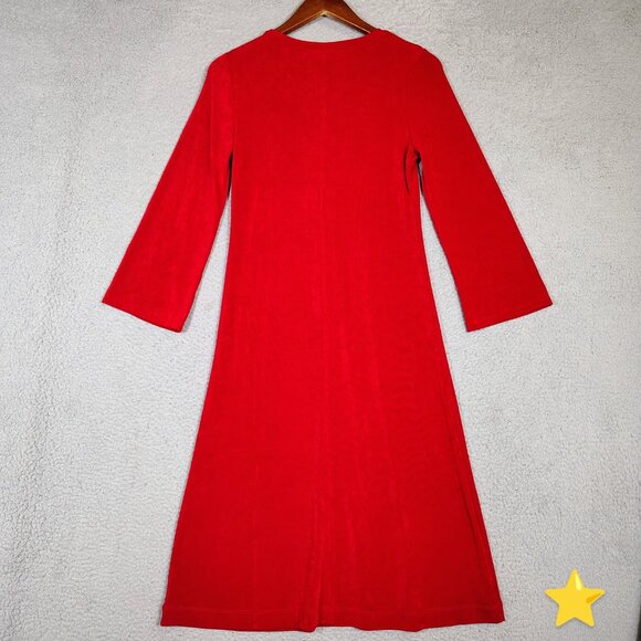 Chico's Travelers Dress Womens 0 US Small Red Allure High V-Neck Bell Sleeve NWT - Picture 12 of 12